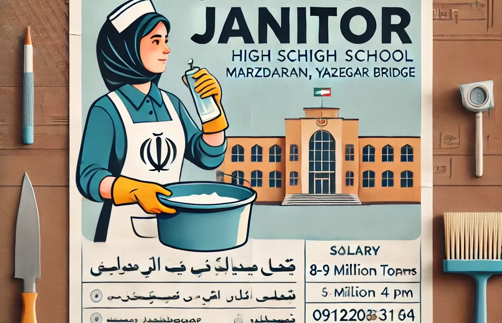 استخدام نظافتچی خانم در دبیرستان حکیمه مرزداران
